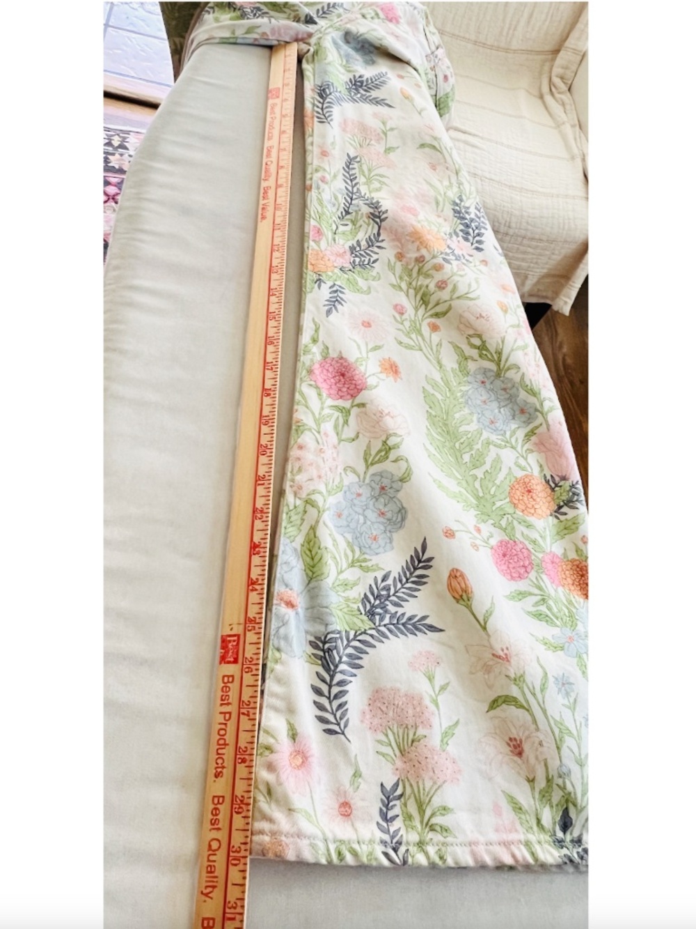 Wrangler Floral Wide Leg Jeans in Cream, Green, Pink - Picture 11 of 12